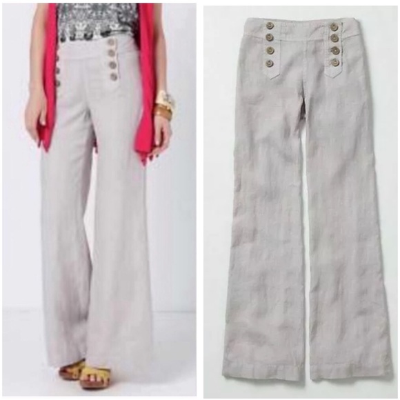 Anthropologie Pants - Anthropologie Elevenses Linen Sailor Pant